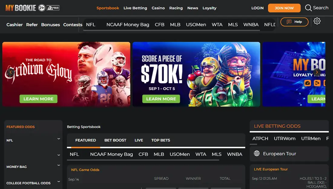 MyBookie website